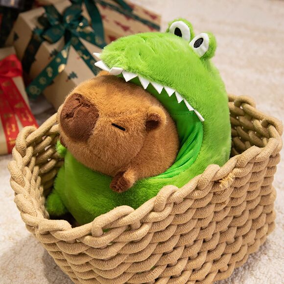 Large Capybara Plush Crocodile Costume 18" Kawaii Stuffed Animal Pillow - Picture 3 of 8